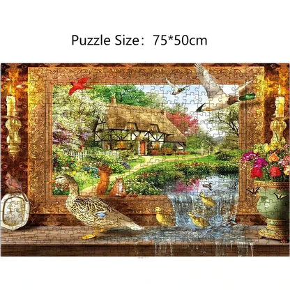 Adult Jigsaw Puzzle 1000 Pieces, Landscape Animation Paper Puzzle, Decorative Painting, Brain Exercise Toy