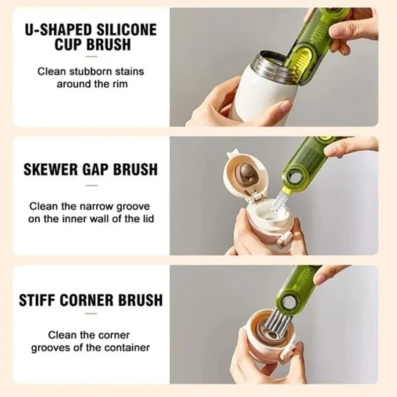 3-in-1 U-Shaped Cup Mouth Brush - Baby Bottle Deep Cleaning 360° No Dead Angle Rotatable Brush