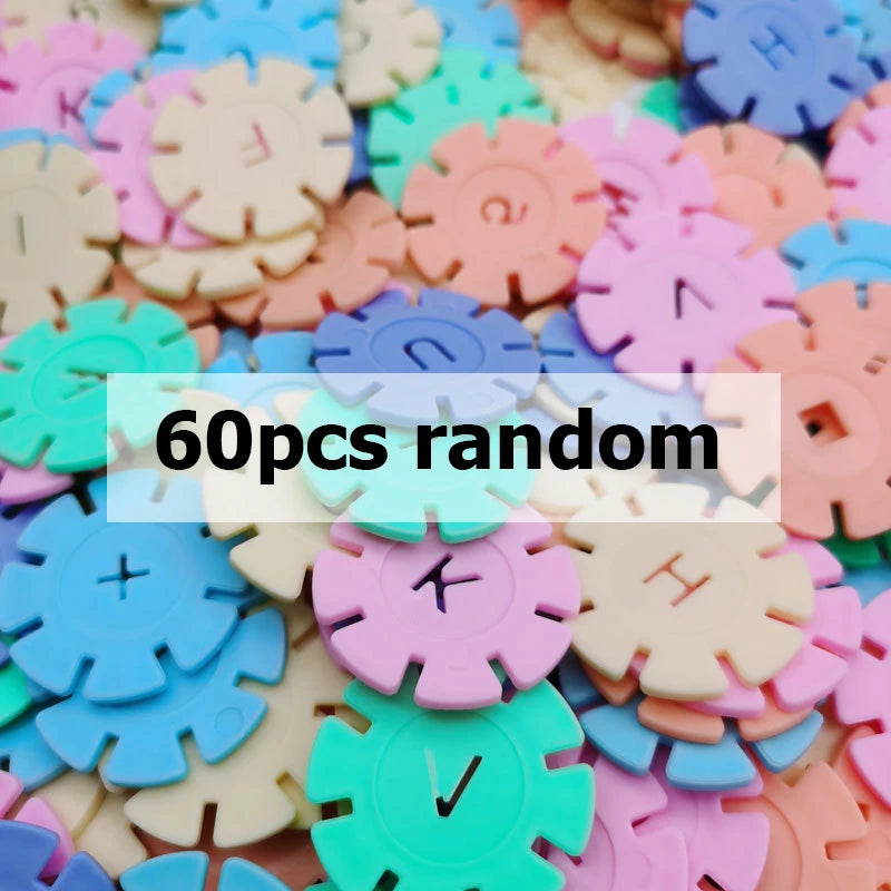 60/100/200PCS Snowflake Building Block Set – Early Education Puzzle Plastic Assembling Blocks, Baby Toy for Kids
