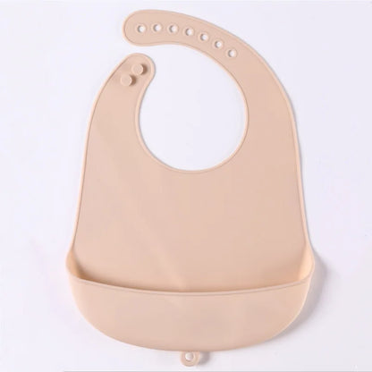 1-Piece Silicone Baby Bib – Waterproof Solid Feeding Bib for Toddlers, Boys & Girls, Saliva-Proof Lunch Apron - Kidzy Market