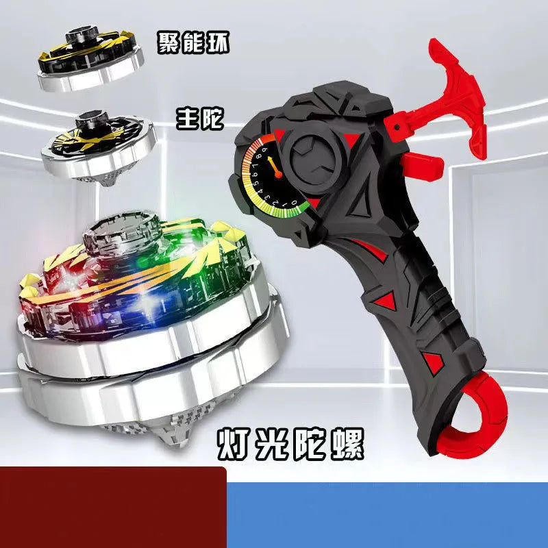 Luminous Combat Gyroscope – Alloy Light-Up Drawstring Spinning Top, Magic Glitter Toy for Kids, Christmas and Birthday Gift