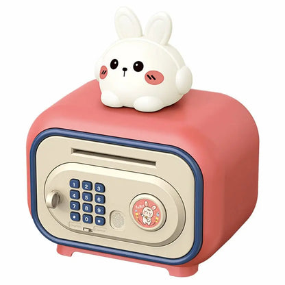 Password Lock Automatic Roll-Up Savings Bank Voice Reminder Fingerprint Protected Smart Cartoon Money Deposit Storage Box