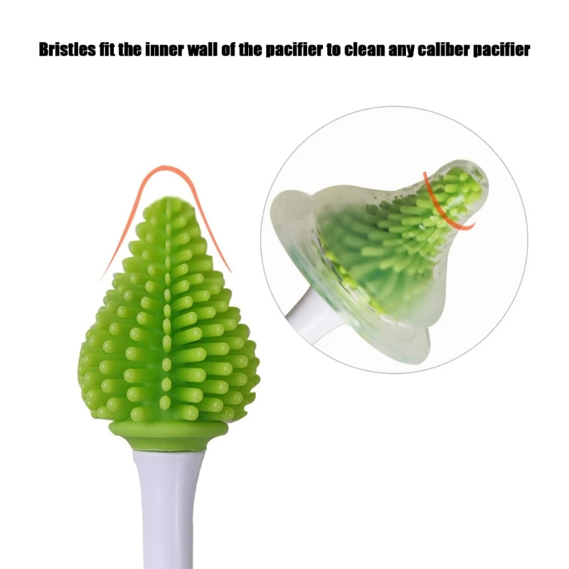 Bottle Drying Rack with Detachable Silicone Brush, Pacifier Brush, and Drying Holder Box for Baby Feeding Bottle Deep Cleaning