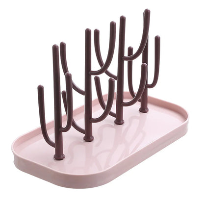 Baby Bottle Drying Rack Stand - Dispenser Dryer, Drainer, Nipple & Pacifier Holder for Newborn Children