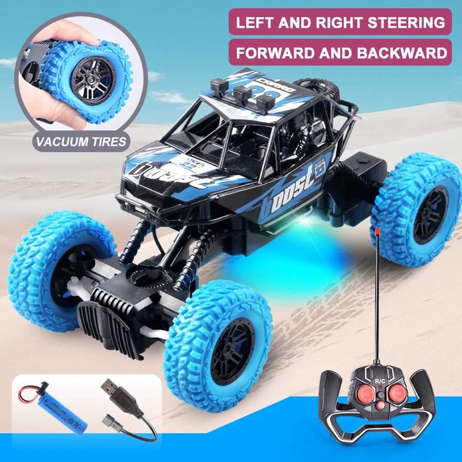 Remote Control Off-Road Car with Colorful Flashing Lights and Rubber Wheels