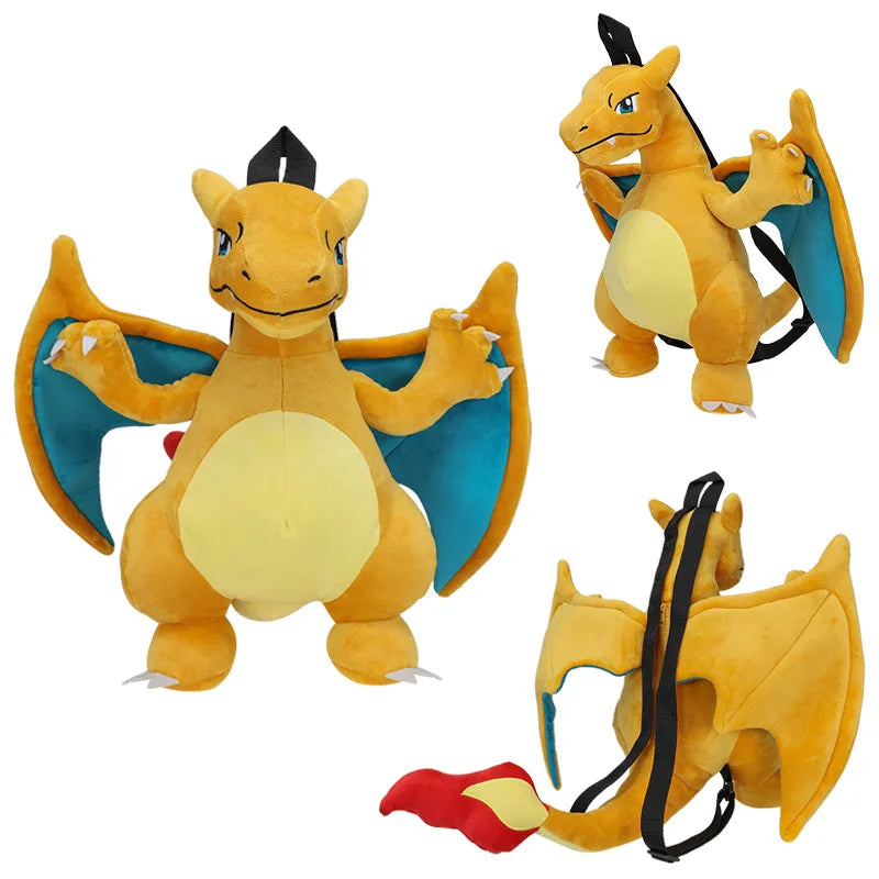 High-Quality Charizard Plush Backpack – Lovely Anime Cartoon Schoolbag and Gengar Cosplay Bag for Boys