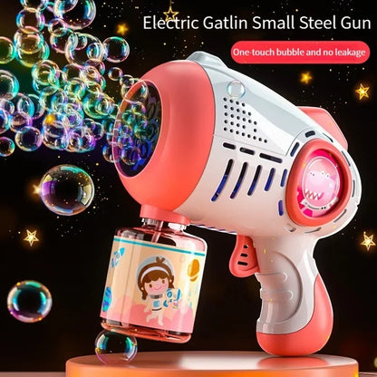 Large Automatic 88-Hole Dinosaur Gatling Bubble Gun - Rocket Bubble Machine Blower for Kids & Adults, Outdoor Toy