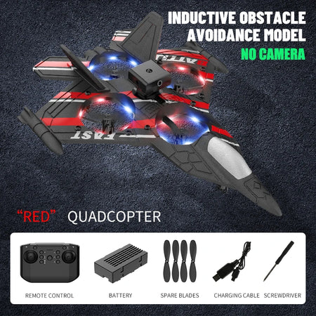 RC Plane with Camera and Obstacle Avoidance – 2.4G Foam Fighter Helicopter Toy for Kids