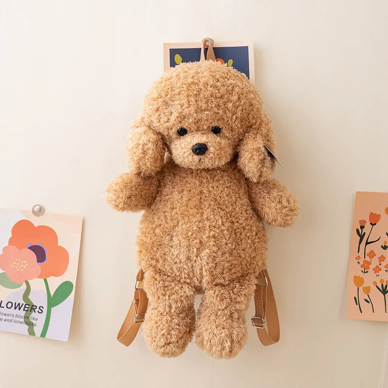 Cute Teddy Dog Plush Backpack – Stuffed Poodle Shoulder Bag and Schoolbag for Girls and Boys