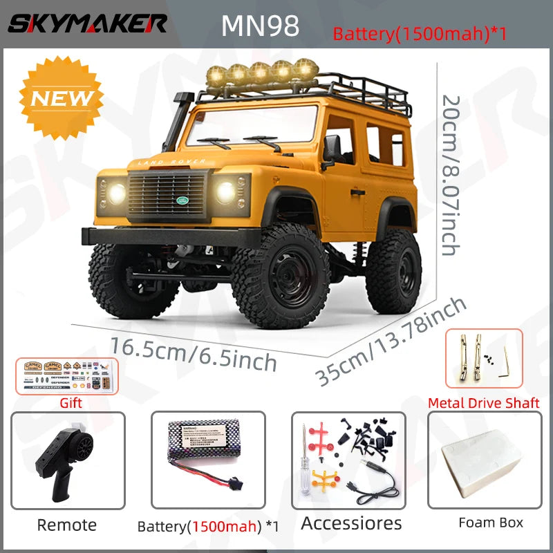 MN99s MN98 1:12 RC Rock Crawler Defender with 4WD and 2.4G Remote Control