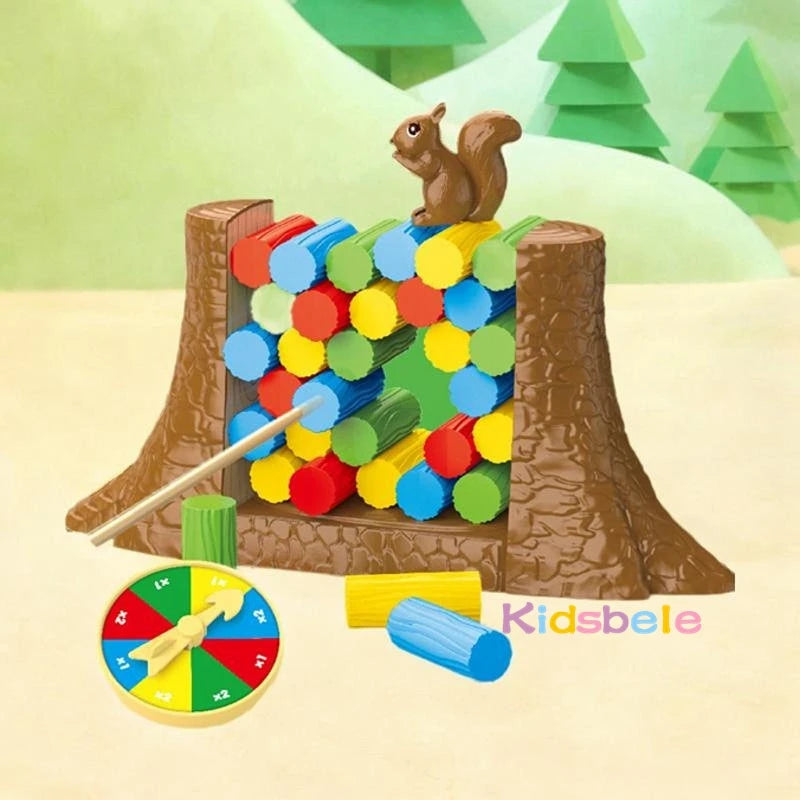 Kids Balance Tower Board Game – Stacking Blocks Puzzle Toy, Save the Collapsing Squirrel for Toddlers, Family Christmas Gift