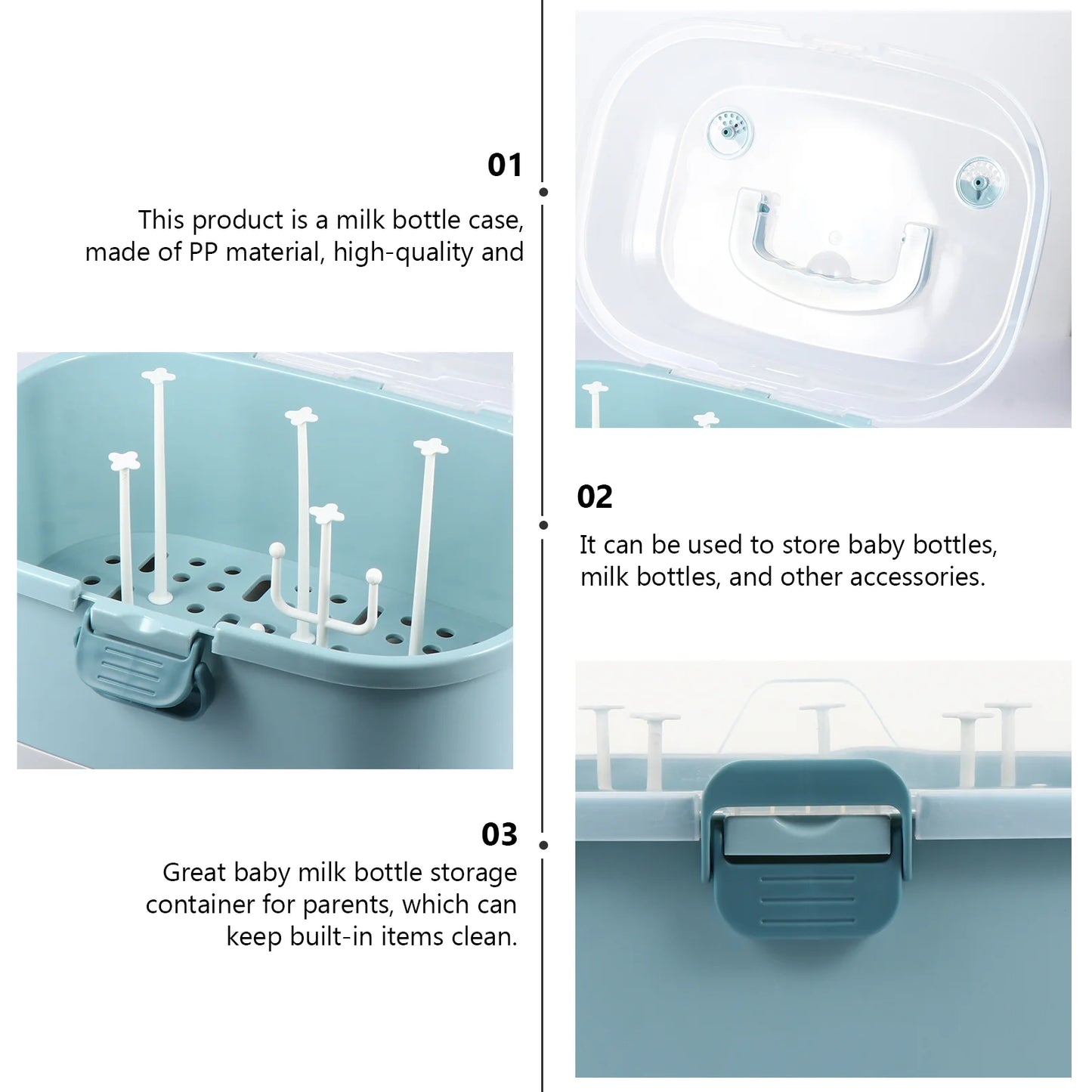 Storage Box Milk Bottle Container, Baby Case, Bottles Drainer, Drying Rack Organizer, Dryer Holder