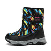 Kids Winter Plush Snow Boots – Leopard Fabric Ankle Boots, Warm Non-Slip TPR Sole (Ages 7-13)