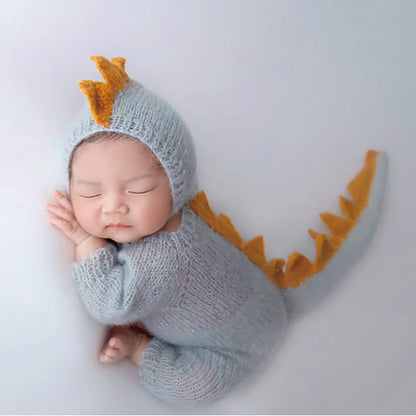 Baby Photography Clothes Set Soft Fabric Sewing Dragon Outfit Baby Boy Romper and Hat Newborn Photography Props