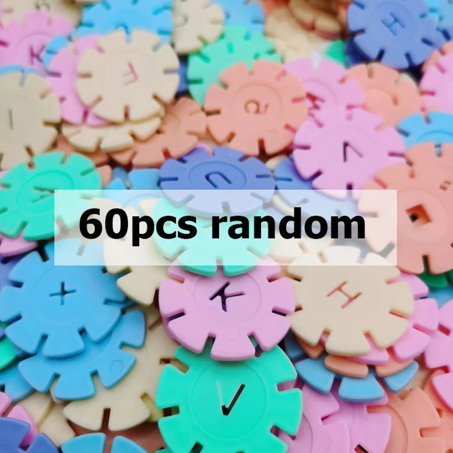 60/100/200PCS Snowflake Building Blocks – Puzzle Plastic Educational Toy for Kids, Early Education Gift in 2 Colors