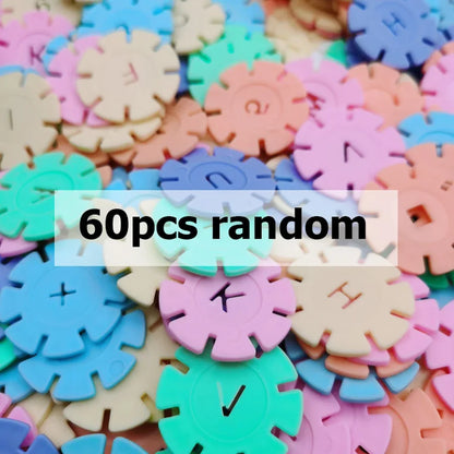 60/100/200PCS Snowflake Building Blocks – Puzzle Plastic Educational Toy for Kids, Early Education Gift in 2 Colors