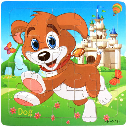 New 20 Piece Wooden 3D Puzzle, Cartoon Animal & Vehicle Jigsaw, Montessori Educational Toy for Kids, Baby 1-3 Years