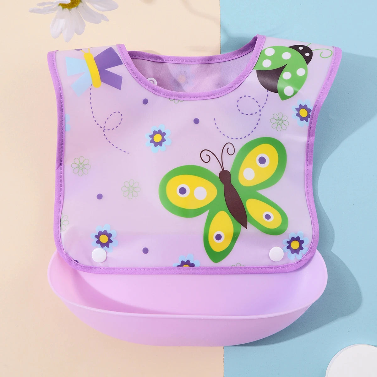 Security Cartoon Print Baby Bibs for Boys & Girls | Waterproof Soft Silicone Kids Burp Cloth with Pocket, Feeding Bib for Children - Kidzy Market