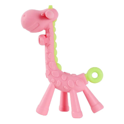 Baby Silicone Training Toothbrush - BPA Free Banana Shape Teether Chew Toy and Teething Ring for Infants