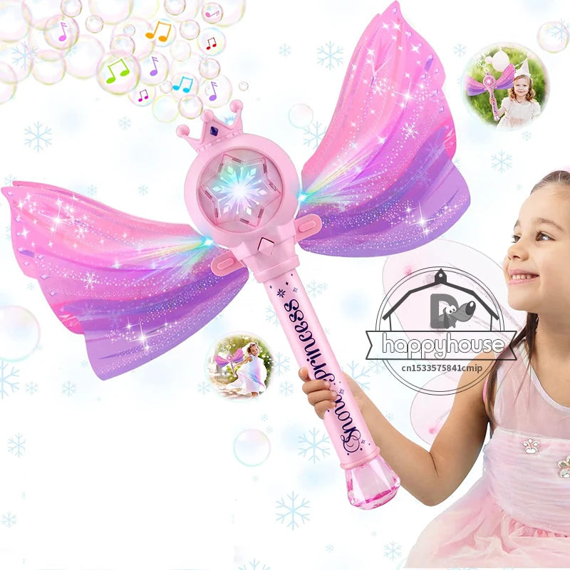 Automatic Bubble Machine Gun for Kids & Toddlers – Battery-Powered Bubble Wand with LED Light, 360° Leak-Proof Bubble Blower Toy