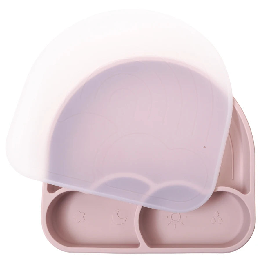 New Design Silicone Dining Plate Suction Cute Cartoon Rainbow Dishes Toddle Training Feeding Sucker Bowls Children's Tableware