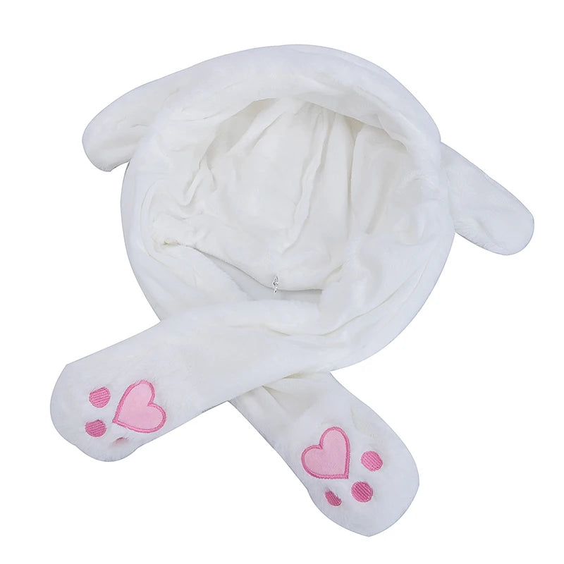 MINISO Cute Bunny Ear Plush Beanie - Moving Rabbit Ears Winter Knit Hat for Women & Girls, Fits 55–60 cm (21.7–23.6 in)
