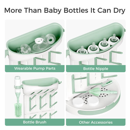 Momcozy Large Baby Bottle Drying Rack – Holds 18 Bottles, Pump Parts & Accessories, Vertical & Detachable