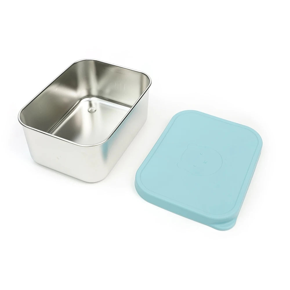 1000ml (33.8oz) BPA-Free Snack Food Container for Kids - Stainless Steel Bento Box with Silicone Lid, School Lunch Box