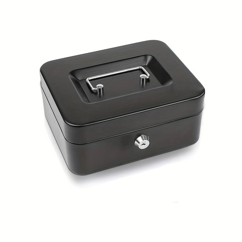 Metal Cash Box with Key Lock Secure Coin Storage Piggy Bank for Office and Home with Handle