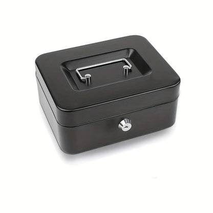 Metal Cash Box with Key Lock Secure Coin Storage Piggy Bank for Office and Home with Handle