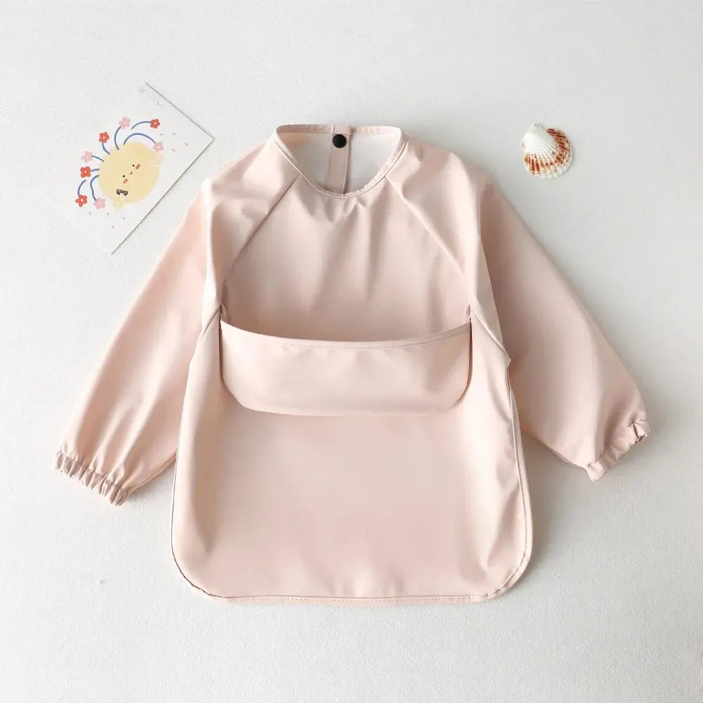 1-Piece Solid Color Baby Art Smock – Waterproof Long Sleeve Feeding Bib Apron for Kids, Soft & Comfortable - Kidzy Market
