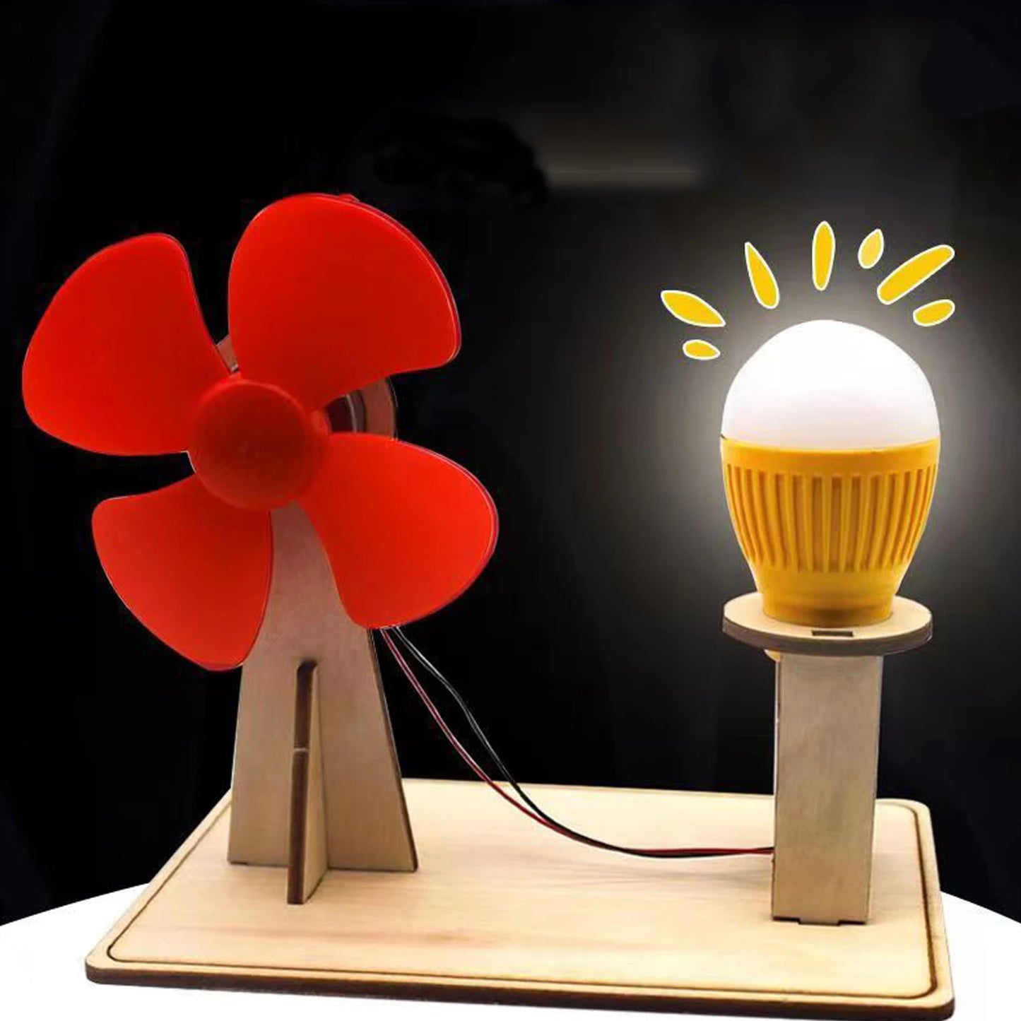 Wooden Wind Generator Model - Kids Science Toy, Educational Technology and Physics Kit for Children
