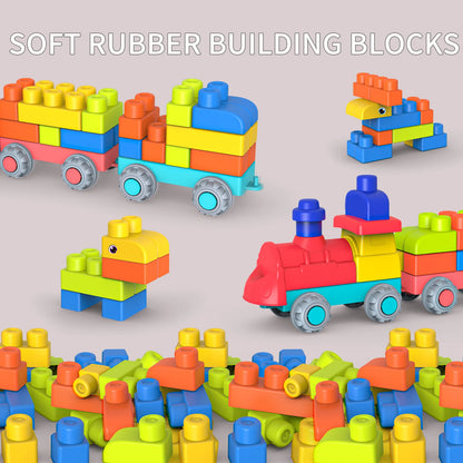 Soft Rubber Large Particle Blocks – Puzzle Assembly Toy for 1-Year-Old Boys and Girls, Brain Development Toy