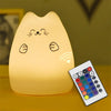 Colorful LED Night Light Cute Cat Silicone Soft Breathing Cartoon Nursery Lamp for Kids Gift