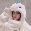 3-in-1 Plush Animal Hood – Winter Hat, Scarf & Gloves Set for Women & Girls, Cozy Christmas Dress-Up