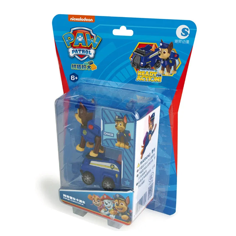 Paw Patrol Vehicle Playset – Chase, Skye, Marshall Pull Back Cars with Ryder Figure Building Blocks Toy