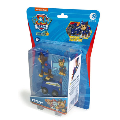 Paw Patrol Vehicle Playset – Chase, Skye, Marshall Pull Back Cars with Ryder Figure Building Blocks Toy