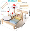 Wooden Xylophone Drum Set for Toddlers – Montessori Baby Musical Instruments, Drum Set Percussion Toys, Ideal for Early Learning and Development.