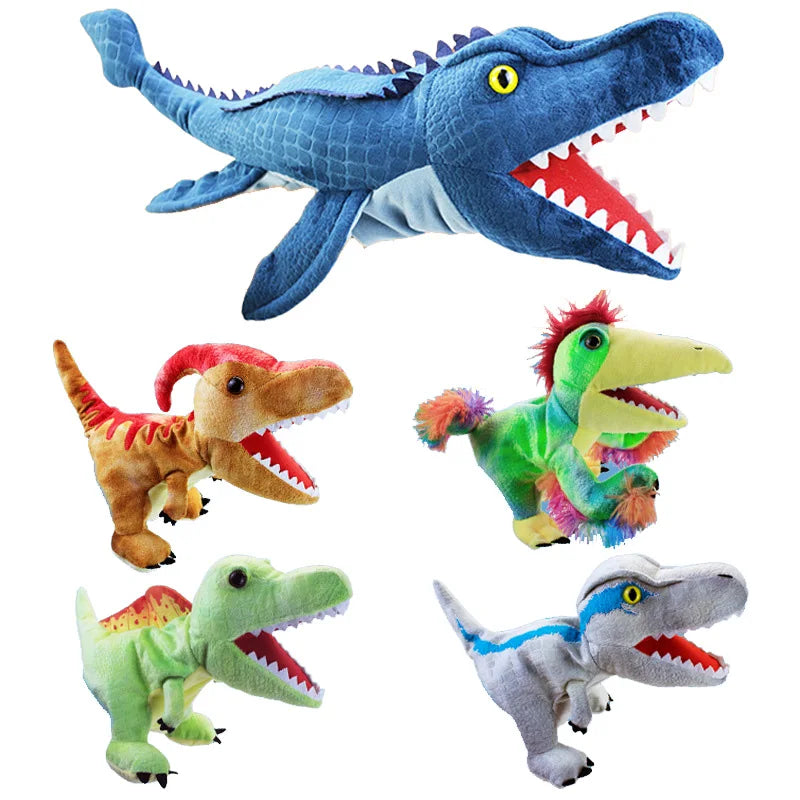 11 Style Dinosaur Plush Hand Puppets, Triceratops Tyrannosaurus Dilophosaurus Gloves