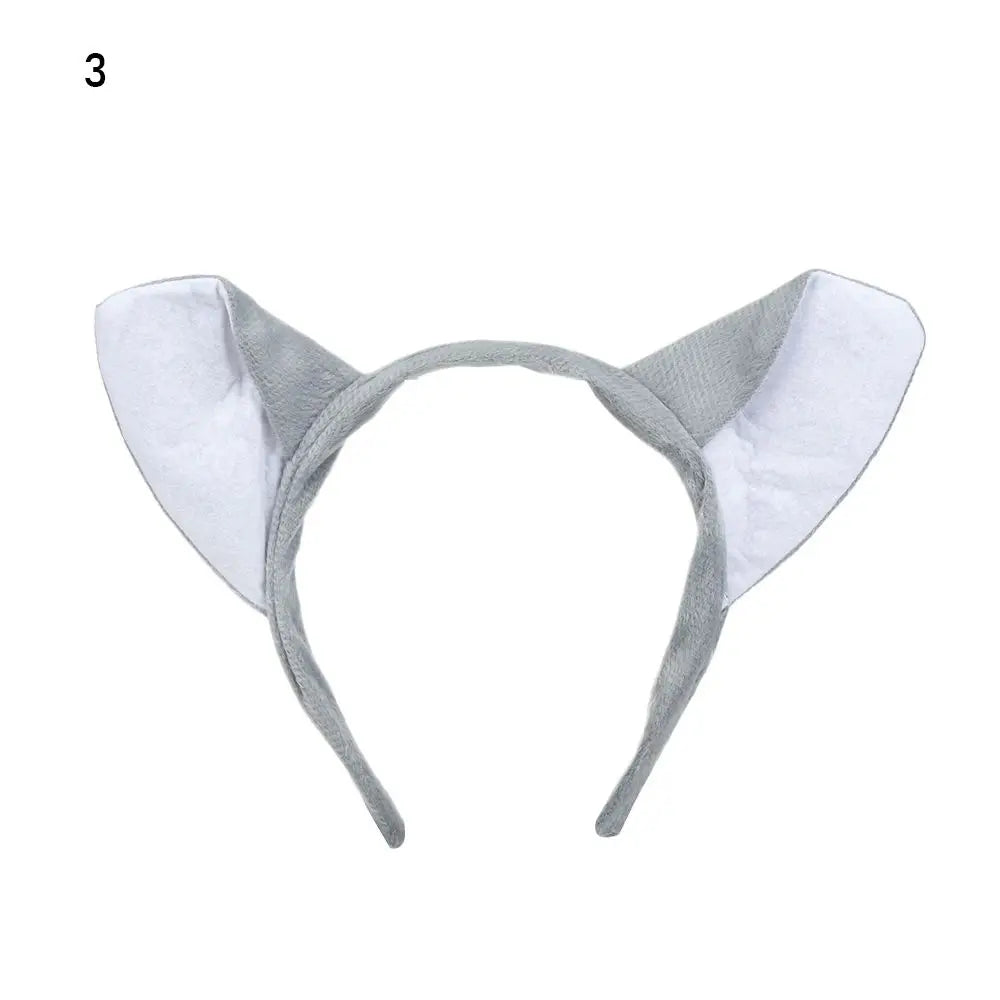 Plush Animal Ears Headband – Cartoon Dog Zebra Tiger Hairband, One Size for Kids & Adults, Cosplay Party Accessory