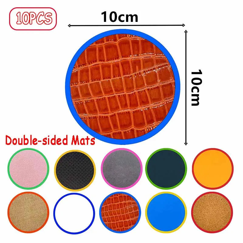 Silicone Sensory Mat Set - 4-Pack Multi-Texture Tactile Fidget Pads, 25 cm (9.8 in) Quiet Montessori Sensory Toy for Kids, Autism & ADHD Therapy