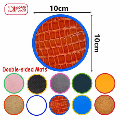 Silicone Sensory Mat Set - 4-Pack Multi-Texture Tactile Fidget Pads, 25 cm (9.8 in) Quiet Montessori Sensory Toy for Kids, Autism & ADHD Therapy