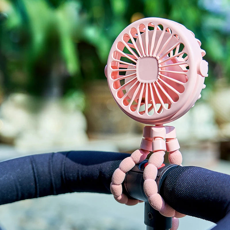 Portable Cart Stroller Fan Clip-On for Baby 600mAh USB Rechargeable Handheld Electric Fan with 3 Speeds for Home and Outdoor Use