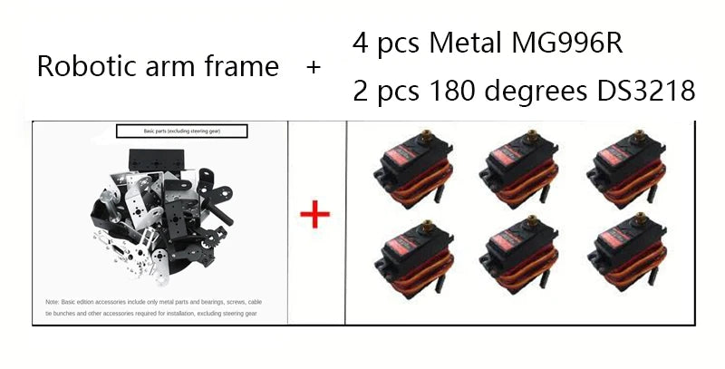 360° 6 DOF Robot Metal Alloy Mechanical Arm Claw Kit MG996R for Arduino, Robotics Educational Kit, PS2 Programmable Toy