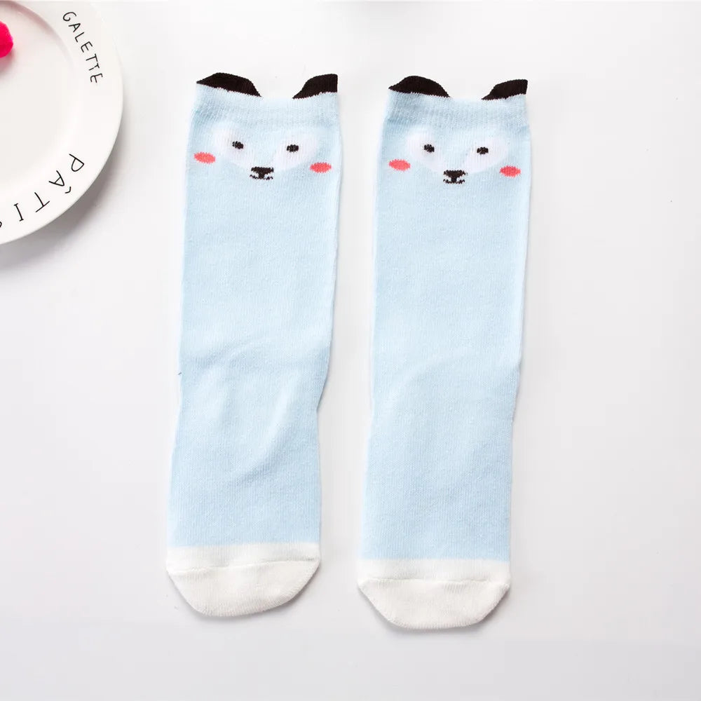 Baby Socks - Fox & Cat Animal Print Cartoon Knee-High Long Leg Warmers | Fashion Socks for Boys & Girls, Children’s Socks