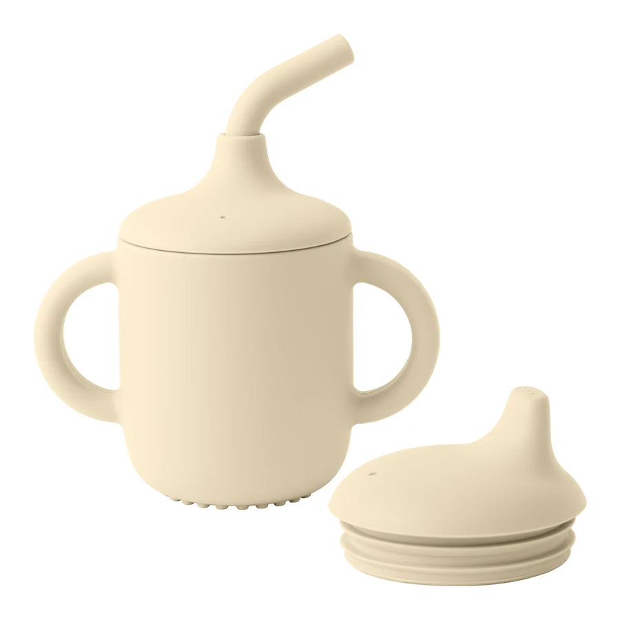 1PC Two Lids Baby Silicone Straw Cup - BPA-Free, Portable Snack Storage Container, Feeding Cup for Kids, Learning Drink Cup