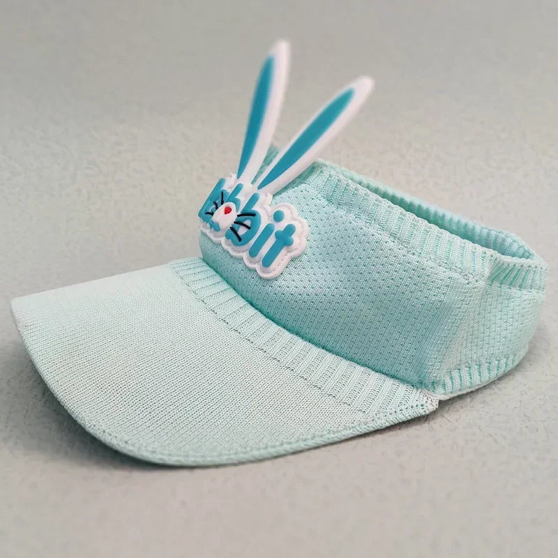 Kids Bunny Ear Sun Hat - Adjustable Rabbit Wings Visor, Cotton-Blend Sun Hat for Boys & Girls (Ages 3-12)