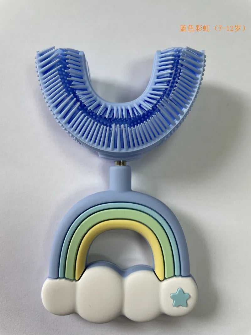 New Children's U-Shape 360 Degree Toothbrush, Silicone Brush for Toddlers, Cartoon Pattern Oral Care