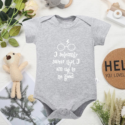 Funny White Letter Cotton Newborn Bodysuit for Baby Boys & Girls – Comfy, Soft & High-Quality Summer Clothes for Infants