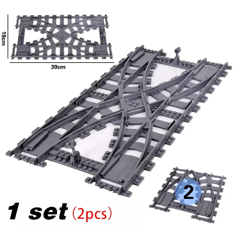 City Trains Flexible Tracks – Soft Straight, Curved Rails, and Switch Building Block Railways Toy for Kids